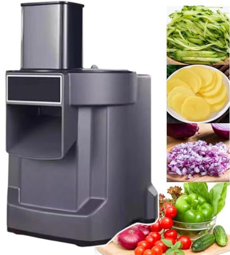 Cortadora De Verduras EléCtrica 3 En 1, Cortadora De Tiras Y Picadillo, Picadora De Frutas Y Verduras Comercial, Cortadora AutomáTica De Verduras Para Cebollas, Patatas, Repollo Y Limones,Grey