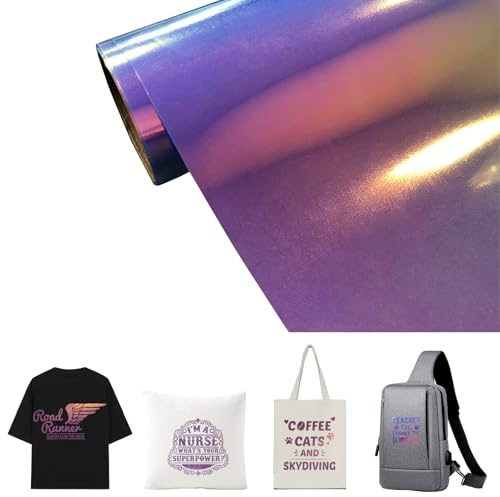 Creatorally Holografisk regnbågstermokollerande vinyl, 30,5 x 152 cm (12 tum x 5 fot) flexrulle termiskt överföringspapper, HTV att stryka för gör-det-själv t-shirts hattar kläder och textilier (blå)
