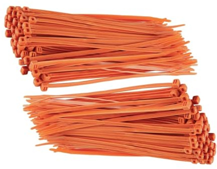 TERF® 100 Pcs Orange Cable Ties 200mm (8'') X 2.5mm Premium Nylon Zip Ties Wraps Secure Self Locking Mechanism Plastic Tie for Home Office Garden Garage Workshop and DIY