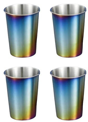 Set Aus 4 Edelstahl Trinkbechern Kaffee Becher Metall Schnäpchen Stapelstapelstapel Für Picknicks Und Wandern