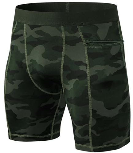 pvucpot Pantaloncini Compressione Uomo Pantaloncini Fitness Pantaloni Corta Compressione Leggings Pantaloncini Compressi con Tasca per Cellulare