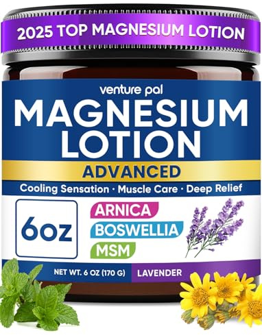 Magnesium Lotion with Arnica, MSM & Boswellia – Cooling Magnesium Cream – Lightweight Moisturizing Lotion for Legs & Feet – Safe for Kids – 6 fl oz