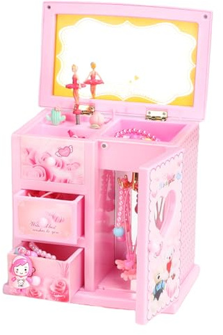 Generico Portagioie per Bambine con Carillon | Ballerina Girevole e 3 Cassetti per Tanto Spazio | Il Regalo di Compleanno Ideale per Piccole Principesse dai 3 agli 8 Anni (Materiale ABS)