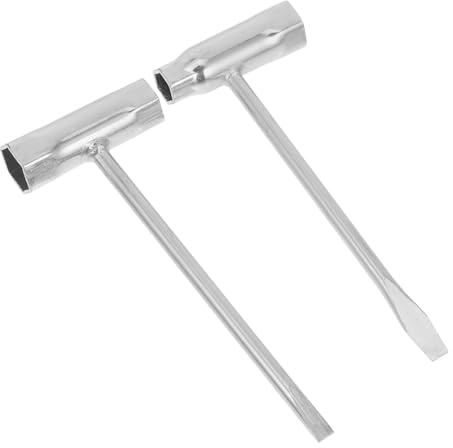 Ipetboom 2pcs Socket Wrench for Chainsaw and Lawn Mower Steel T-Wrench Spanner with Thickened Barrel Dual-end Screwdriver Tool Versatile Lengths for Repair and Maintenance