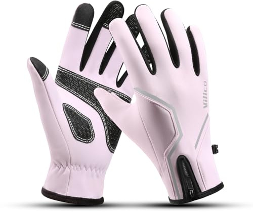 Vilico Unisex Winterhandschuhe, Touchscreen Winddicht Wasserfest rutschfest Warme Handschuhe für Outdoor Radfahren Laufen Wandern-Rosa, Größe L