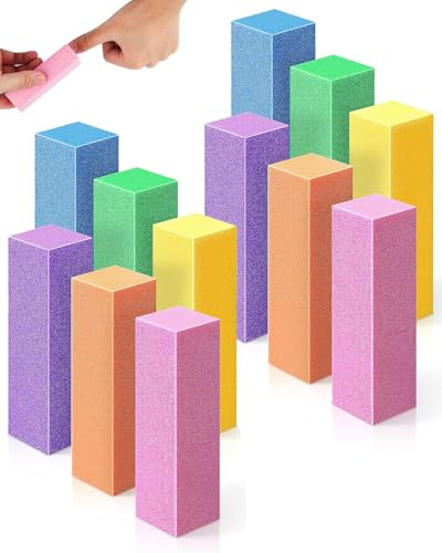 HUVZOR 12PCS Bloc Polissoir Ongles, lime a ongles professionnel pour Poncer Les Ongles en Acrylique ou Gel Naturel, pour poncer les ongles en acrylique ou gel naturel - 6 couleurs