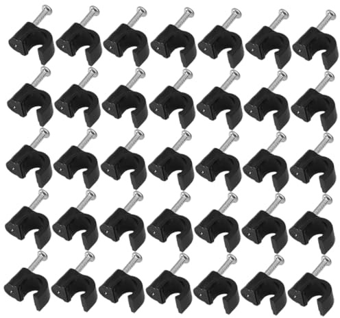 Gadpiparty 400 Pezzi Fermacavi Chiodo in Acciaio Nero per Cavi da Esterno 6Mm Graffette per Cavi Elettrici Clip Fissa in Plastica e Metallo per Fissaggio Rapido e Duraturo