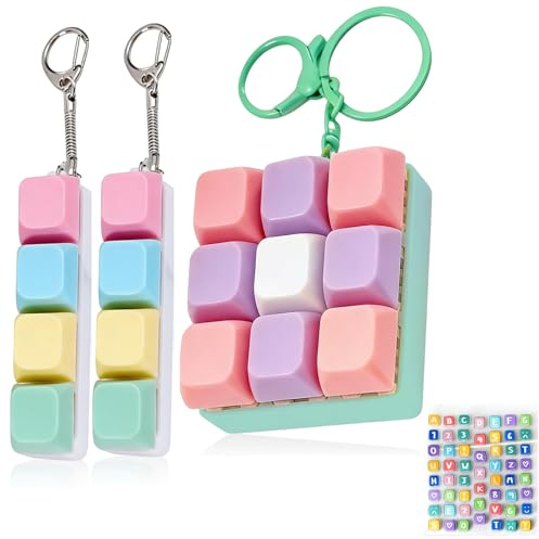 yolzhxe 3 stycken Fidget Clicker-tangentbord, rolig och färgglad nyckelring tangentbord, avtagbar 4-knapps Fidgets Keyboard Fidget Toys Enkel för att minska stress och ångest