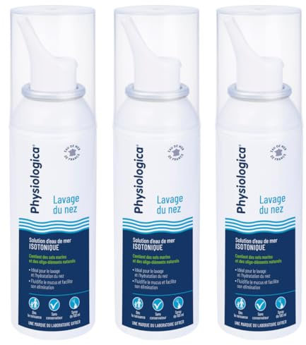 Gifrer | Physiologica Eau De Mer Spray Isotonique 150ml | Lot de 3 | Lavage Nasal Adulte Enfant Bébé | Hygiène Nez Quotidienne | Fluidifie le mucus et facilite son élimination | Dispositif Médical CE