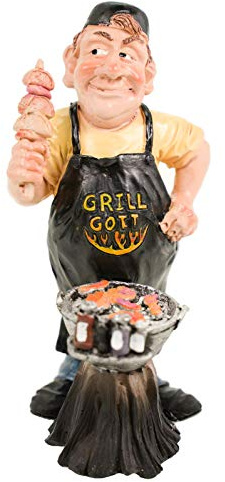 Funny Job - Grillgott Mann am Grill mit Würstchen und Fleisch