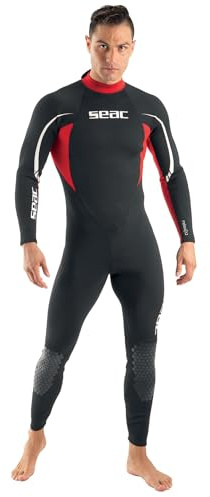 SEAC Relax Long, Muta Monopezzo in Neoprene da 2.2 mm per Snorkeling, Subacquea e Altri Sport in Acqua Uomo, Nero/Rosso, 4XL