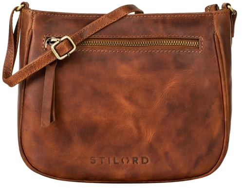 STILORD Samira Handtasche Leder Frauen zum Umhängen Vintage Umhängetasche für Damen-Tasche Abendtasche Elegante Echtleder Tasche Farbe:Austin - braun
