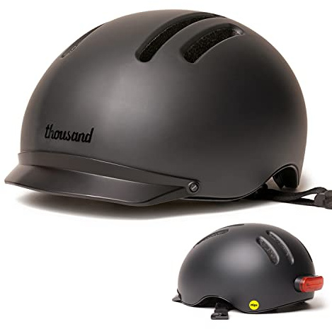 Thousand Chapter MIPS Fahrradhelm für Erwachsene, LED-Rücklicht, Radfahren & Fahrradsicherheitszertifiziert, leicht & flaches Profil, Herren & Damen, abschließbares PopLock
