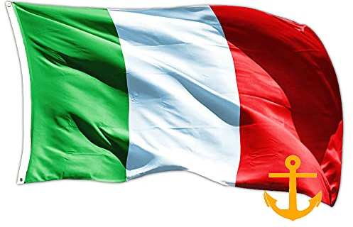 GUSTO - Nautischer Stoff Italien-Flagge 90 x 150 cm mit Metallringen widerstandsfähig Stoffflagge (nautischer Stoff)
