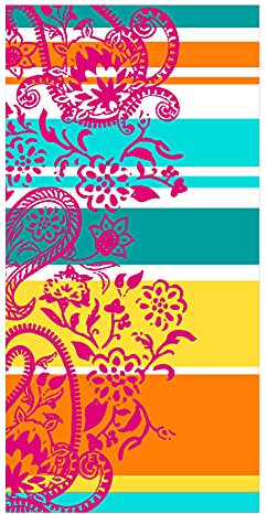 jilda-tex Strandtuch 90x180 cm Badetuch Strandlaken Handtuch 100% Baumwolle Velours Frottier Pflegeleicht Verschiedene Designs (Summer Paisley)