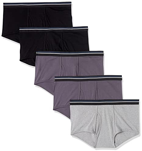 Amazon Essentials Culotte en Coton Respirant sans Étiquette Homme, Lot de 5, Charbon/Gris/Noir, 6XL Grande Taille