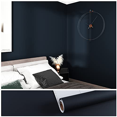 VEELIKE Dicke Klebefolie Marineblaue 60 cm x 900 cm Dicke Möbelfolie Dunkelblau Vintage Selbstklebende Tapeten Schlafzimmer Schrank Deko Wohnzimmer Küchentapete Blau Abwaschbar Wandtapete Badezimmer