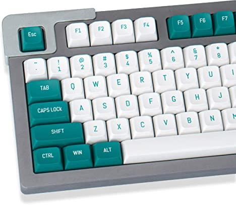 mintcaps dunkelgrünes weißes Tastenkappen-Set 150 Tasten MSA-Profil Double Shot ISO/ANSI-Layout für mechanische Gaming-Tastaturen von Cherry MX Switches