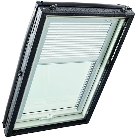 Roto Original Jalousette ZJA Dachfenster - Führungsschiene Silber - Jalousie für Baureihe Designo R4/R7 und Classic K 43/73 - Größe 054/078 | 05/07 - Stofffarbe Weiß