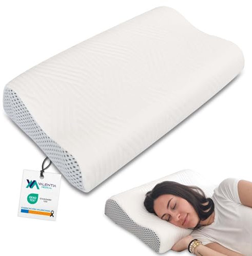 Orthopädisches Kissen - Nackenstützkissen -Oeko-TEXZCertifiert - Kopfkissen Nackenschmerzen- Memory Foam Kissen - Ergonomisches Kopfkissen-Superweiches waschbares Gewebe+Innenbezug -Valentia Medical