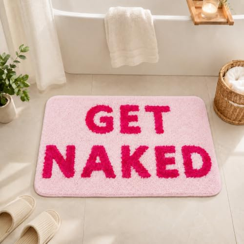 Get Naked Badematte rutschfeste Fussmatte Microfiber Weich Badteppich Duschteppich Badezimmermatte für Dusche Badewanne (Dunkelrosa, 50x80cm)