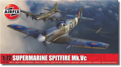 Airfix modellset – A02108A Supermarine Spitfire Mk.Vc modellbyggsats – plastmodell plankit för vuxna och barn 8+, setet innehåller granar och dekaler – skala 1:72