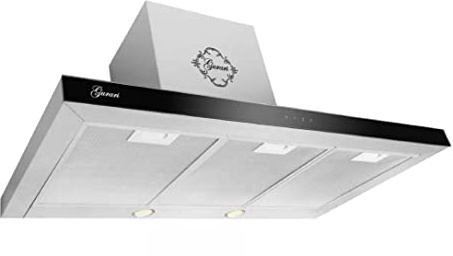 Gurari hotte Murale 462 IS 9 Pr, hotte aspirante en Acier Inoxydable 90 cm/Panneau en Verre Noir/Aspiration 1000m³/h / 3 Niveaux/hotte aspirante/hotte aspirante d'air vicié