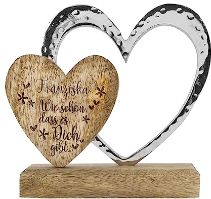 Herz & Heim® Herz Skulptur mit personalisierter Gravur als Dankeschön oder Kompliment Wie schön DASS es Dich gibt (16 cm x 16 cm x 5 cm)