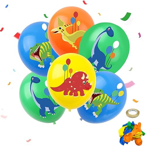 QIMMU 16 Pièces Ballon Dinosaure,Decoration Anniversaire Dinosaur,Ballon Dinosaure Anniversaire, Dinosaurs Ballons en Latex,Dinosaure Ballons Gonflable Pour Anniversaire Fête Décoration