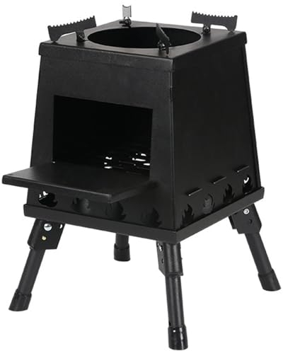 YVYKFZD Poêle à Bois Portable, Poêle à Bois de Camping en Plein air, Cuisinière Bois Chauffage Multifonctionnel Pliable, pour Le Camping, la randonnée, Le Pique-Nique, Le Barbecue, la randonnée (Colo