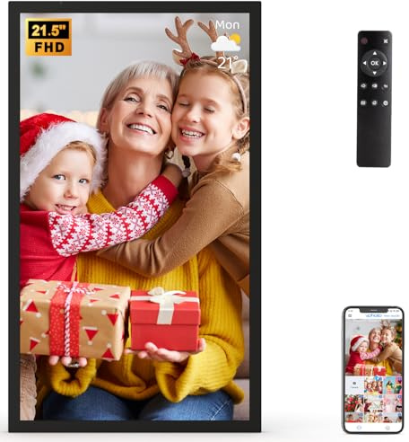 Grande cornice digitale da 54,6 cm - 2.4 5G WiFi Picture Frame supporta il mirroring dello schermo dello smartphone, facile da condividere foto tramite app, e-mail, sensore di luce, miglior regalo per