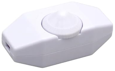 LED Dimmer - Stufenloser Schnurdimmer mit Ein-/Aus-Schalter, Leuchtmittel, Drehdimmer, Dimmschalter, Schnur-Zwischendimmer - 230 Volt 1-60 Watt | Weiß