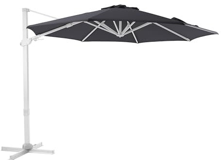 AXI Cyrus Premium Sombrilla Terraza Blanco/Gris - Sombrilla Jardin � 300cm - Parasol Terraza con Marco de Aluminio - Rotacion 360� - Sombrilla de Pie - Resistente a los Rayos UV.