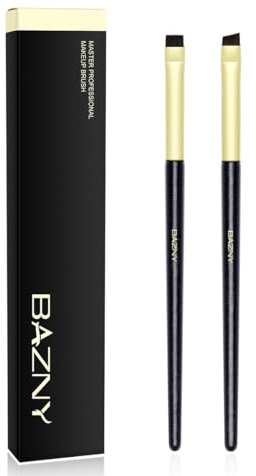 BAZNY Pincel delineador de ojos en ángulo fino, delineador de ojos de precisión fino y juego de brochas para delineador de ojos preciso, cejas y párpados, ángulo plano inclinado, cerdas sintéticas de