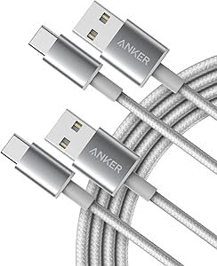 Anker USB C Charger Cable, 2-Pack 10 ft (3 m) USB to USB C, USB A to USB C Braided Phone Charger Cable for iPhone 15 (Standard Charging), Samsung S22/S21, Huawei, Pixel, iPad, Switch, and More