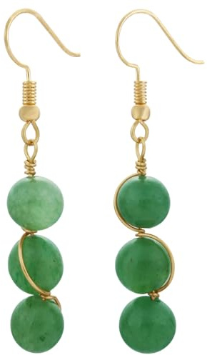 Nupuyai 8mm Edelstein Perlen Ohrringe hängend baumelnd Schmuck | Hängende Drop Kristall Ohrringe, Damen lange vergoldete Heilsteine Ohrringe, Braut Hochzeit Reiki Schmuck Geschenk