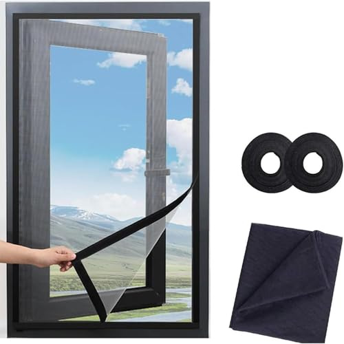 90x120cm Fliegenschutzgitter für Fenster Fliegengitter Fliegenschutz Insektenschutz, mückengitter, moskitonetz, Spannrahmen, ohne Bohren und Schrauben