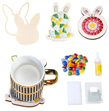 tangger Mosaiksteine Zum Basteln, 2 Stück Mosaik Bastelset Kinder Fliesen-Mosaik-Kit Mit Holzuntersetzer Mosaiksteine DIY Mosaik Untersetzer,für Handgefertigte Wohnkultur Geschenke