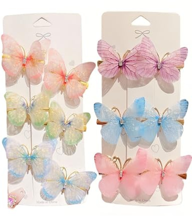 Zeayebsr Schmetterling Haarspangen - 12 pcs Glitzer Snap Haarspangen für Teenager Frauen und Mädchen