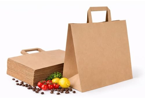 Pappersbärväska, presentpåsar, kraftpappersbärkasse 26 17 x 25 cm brun – 250 stycken