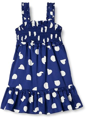 Amazon Essentials Robe Débardeur Ajustée et Évasée en Satin de Coton Smocké Fille
