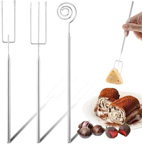 CLKE 3er-Set Pralinengabeln aus Edelstahl ergonomische Fonduegabeln für die Pralinenherstellung, Schokoladengabeln zum Selbermachen von Pralinen und Schokoladenfondue