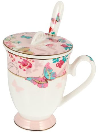 BIUDECO 1satz Keramischer Kaffeebecher Mit Deckel Und Löffel Kreativer Wasserbecher Für Tee Milch Saft Und Mehr Für Zuhause Und Unterwegs