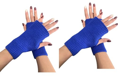 SMTCM 2 Paar Fingerlose Handschuhe Winter Gestrickt Armhandschuhe Armstulpen Kurzer Pulswärmer Strick Halbe Finger Handstulpen Armwärmer Fäustlinge Warme Strickhandschuhe für Outdoor Tippen Fahren