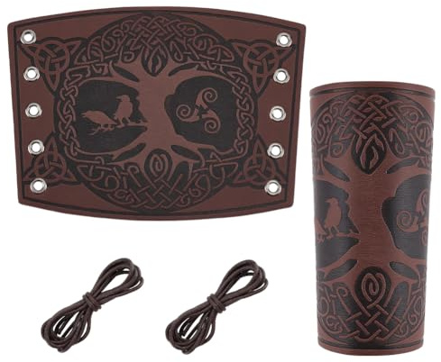nbeads Wikinger Leder Armschutz, Wikinger Armschienen Mittelalterliche Leder Armstulpen Retro Renaissance Armschienen für Halloween Kostüm Zubehör