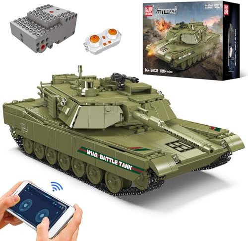 Mould King 20033 Modelo de Bloques de construcción de Tanque, 1168 Piezas Kit de Juguete de Tanque teledirigido de, con Mando a Distancia y App de Control Dual