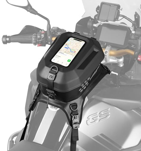 Rhinowalk Motorcycle Tank Bag and Backpack, 5.6 Liter Touchscreen Waterproof Sports Backpack for Motorcycle Riding, Hiking, Cycling, Camping - Expandable MOLLE System