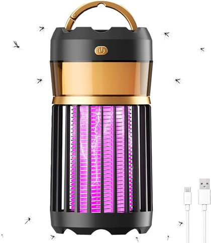 FainFun Lampe Anti Moustique, 3 in 1 lampe Anti Moustique Camping Rechargeable, Mouche Electrique pour la Maison, le Jardin, le Camping, le Bureau(Noir)