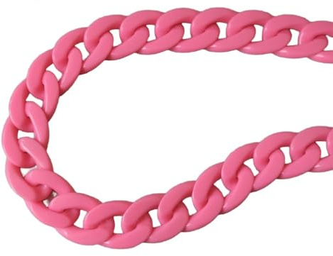Blausky Taschenkette aus Acryl,120cm Lang Ersatztasche Kette Glänzende Taschenriemen Schulterriemen mit Metallschnalle Abnehmbar Dekoration Kette für Handtasche Geldbörsen,Fluoreszierendes Rosa