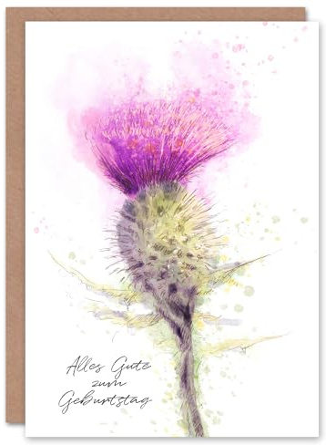 Artery8 Alles Gute zum Geburtstag Schottische Distel Aquarell Geburtstagskarte